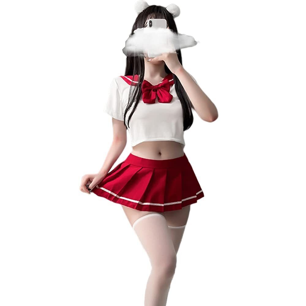 8589 Japanese School Girls Uniform lattice Pleated Skirt Anime Cosplay